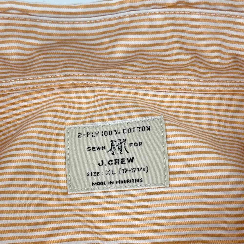 J Crew Mens Button Front Dress Shirt XL‎ 17-17 1/2 Preppy Stripe Cotton Heritage